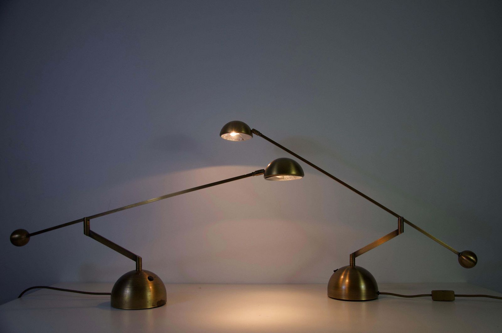 photo vinterior Pair Of Brass Table Lamps By Sölken, 1960s, Germany