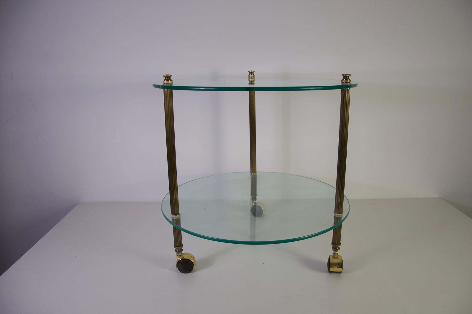 French Brass And Glass Bar Cart, Drink Trolley, 1950s photo 1093.0