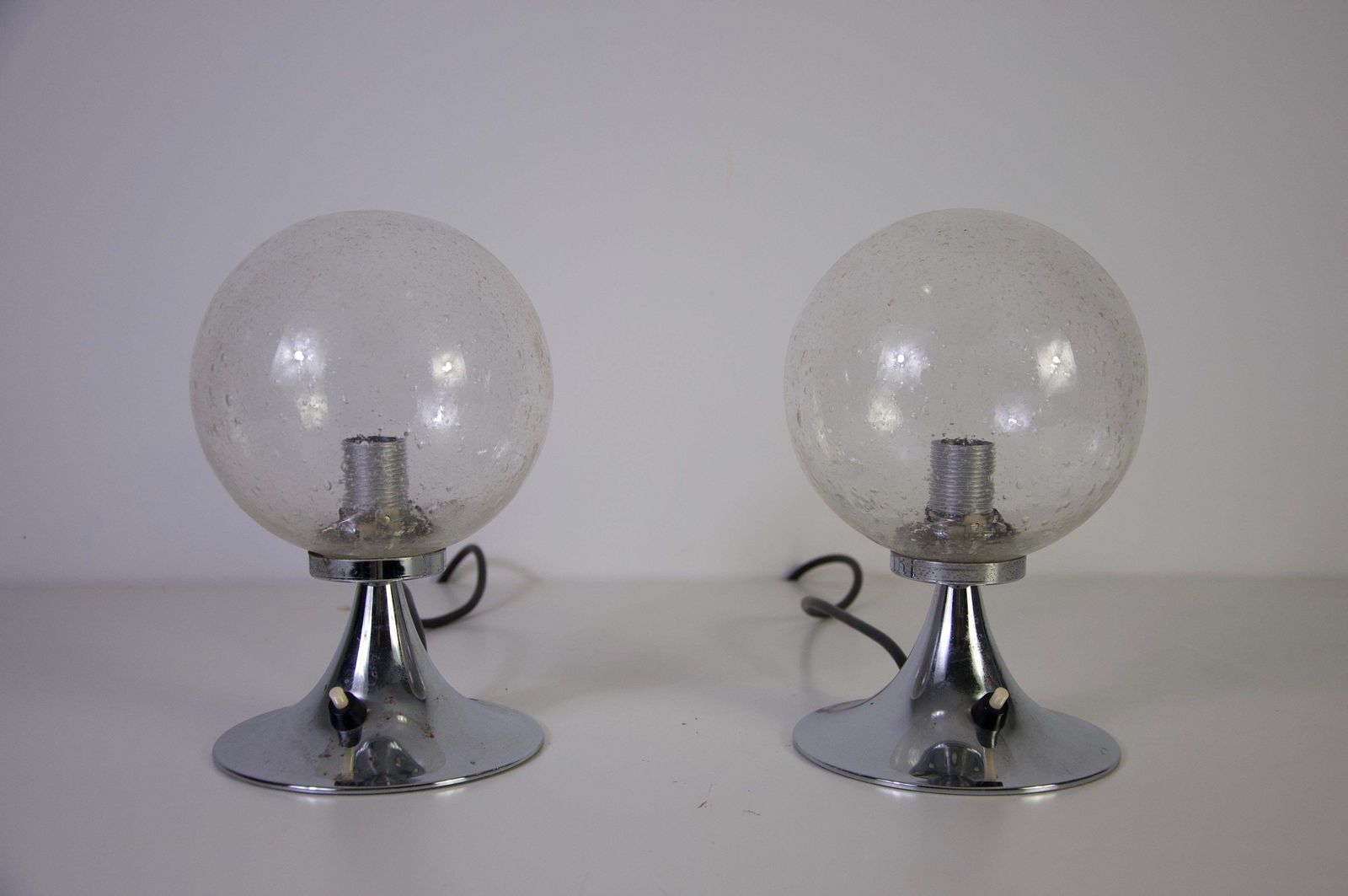 Chromen en glazen tafellampen, jaren 1960, Duitsland photo for sale