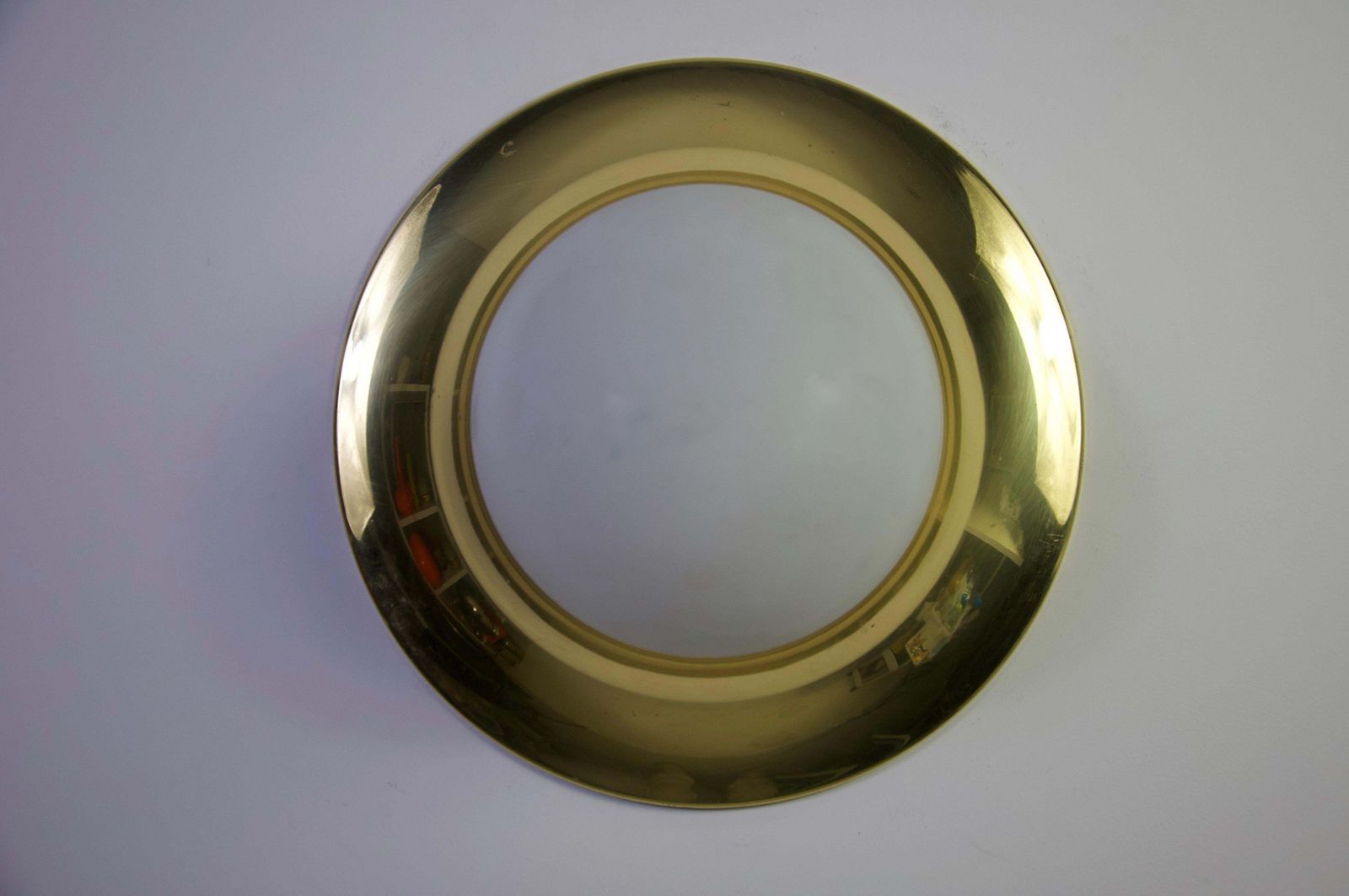 Brass And Opaline Glass Flush Mount By Glashütte Limburg, 1960s photo furniture