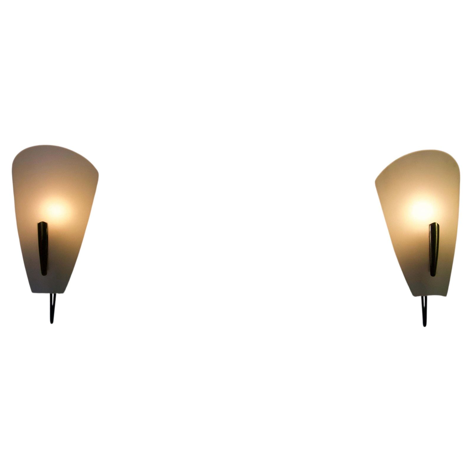 Mid Century Brass And Glass Wall Lamps By Stilnovo, Italy, 1960s