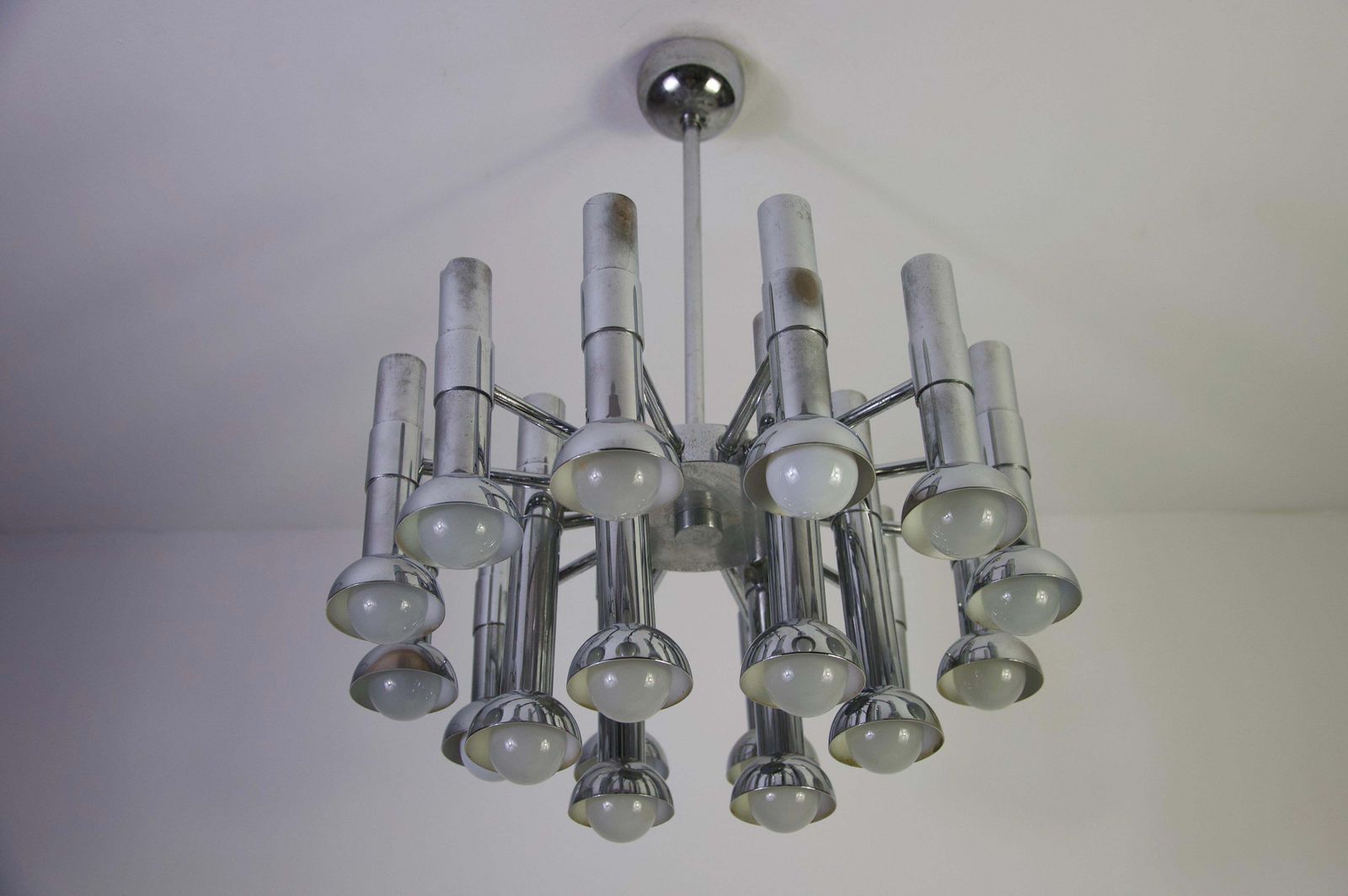 Chrome Chandelier By Gaetano Sciolari, Italy, 1960s photo 1671.0