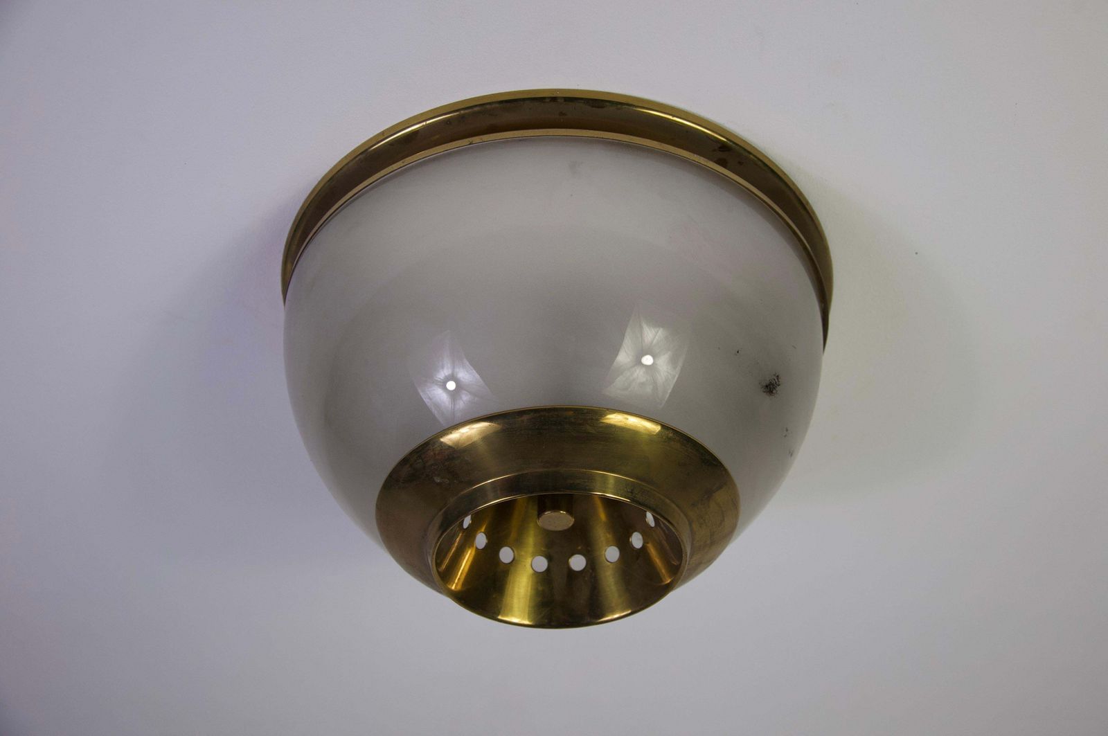 Lsp3 Brass And Glass Flush Mount By Luigi Caccia Dominioni For Azucena, 1960s photo for sale