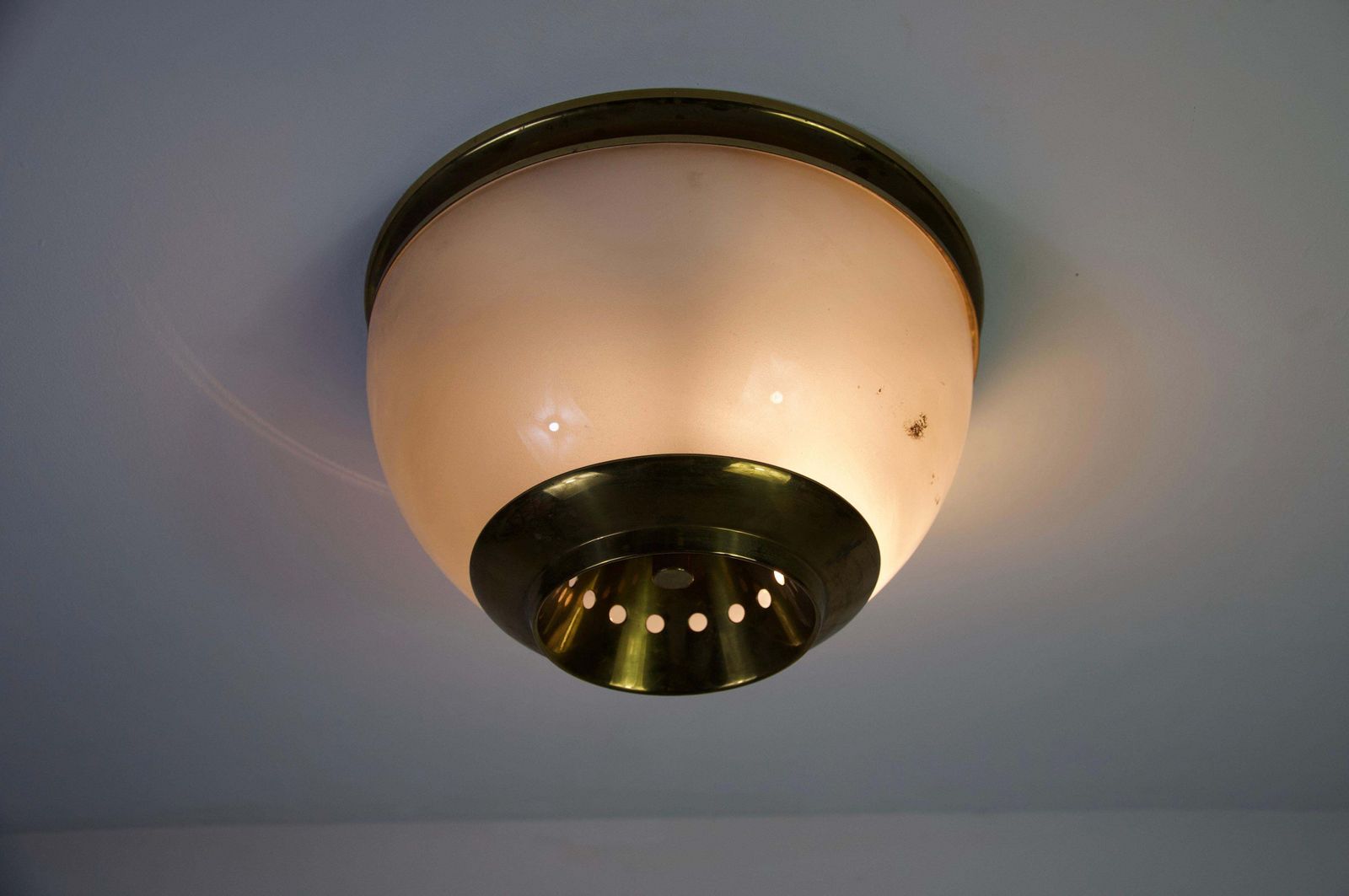 Lighting Lsp3 Brass And Glass Flush Mount By Luigi Caccia Dominioni For Azucena, 1960s photo