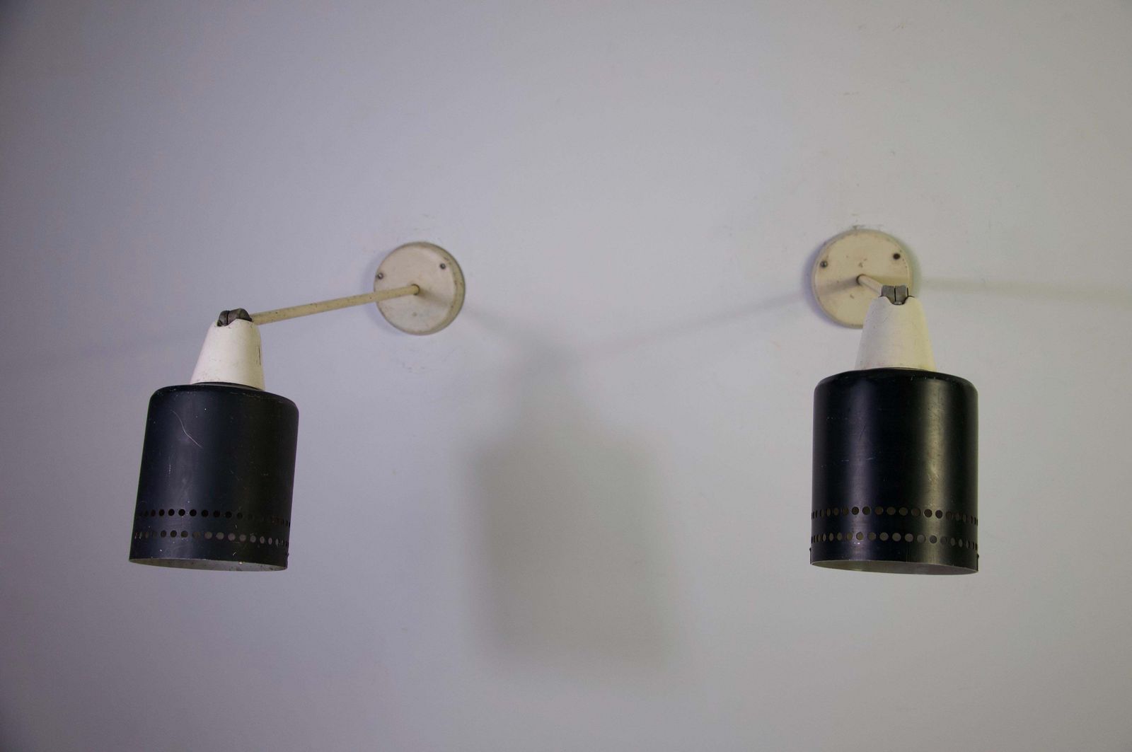 Pair Of Mid Century Modern Adjustable Metal Wall Lamps, Germany, 1950s photo for sale
