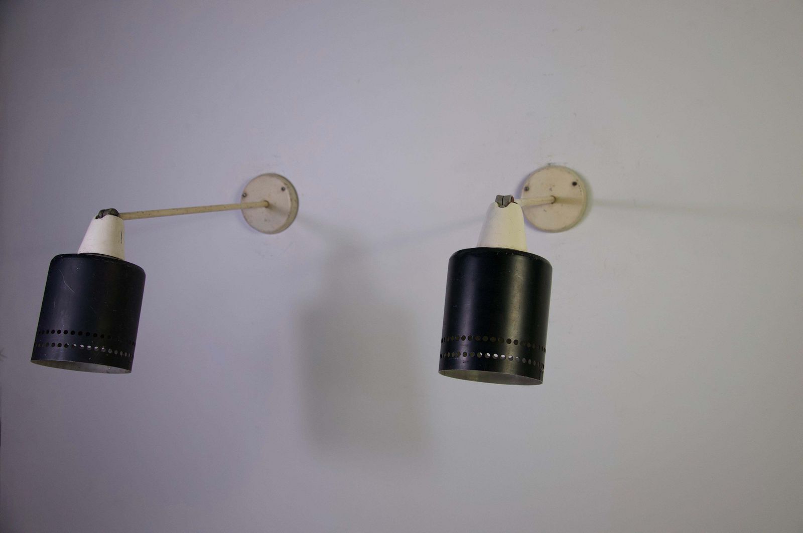 Pair Of Mid Century Modern Adjustable Metal Wall Lamps, Germany, 1950s photo Lighting