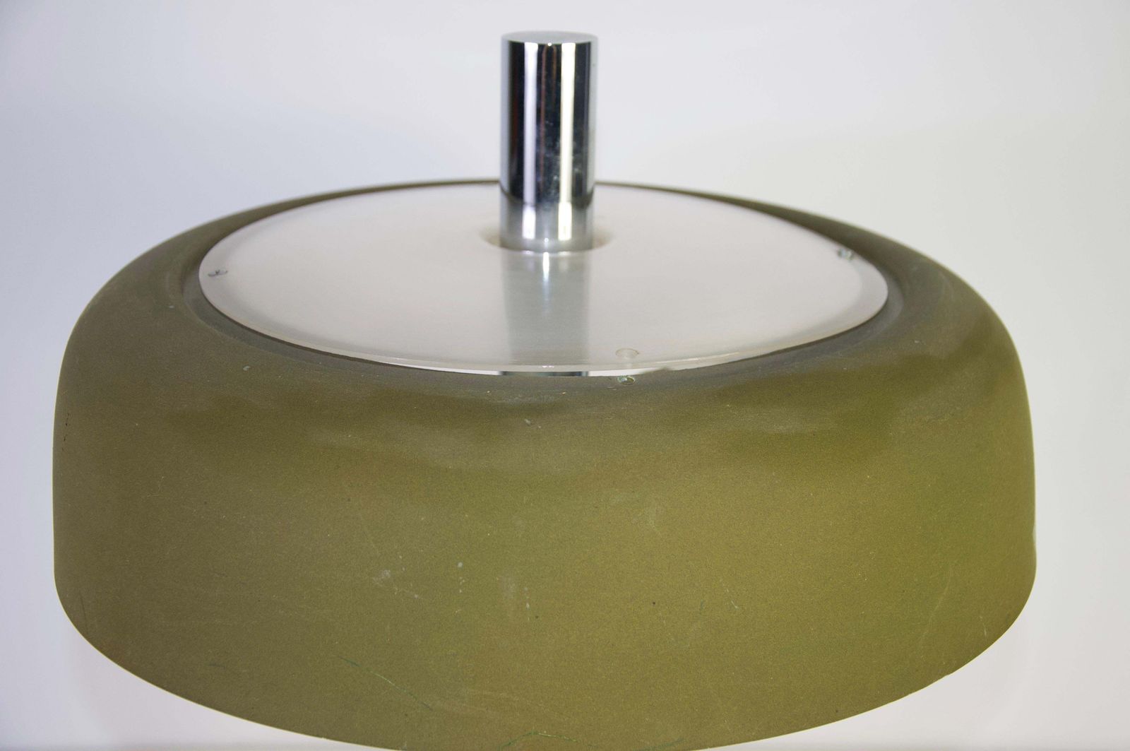 Hillebrand Chrome En Groene Kap Tafellamp, Ca. Jaren 1960, Duitsland photo vintage