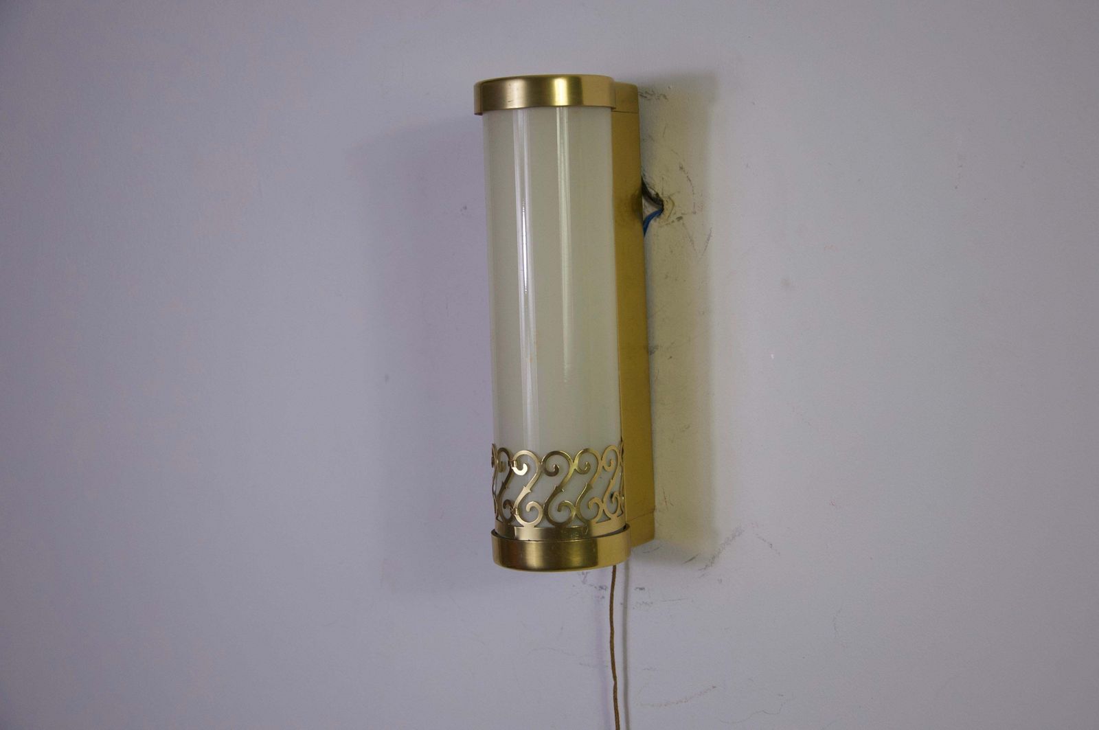 Pair Of Brass And Glass Wall Lamps, Italy, 1960s photo vinterior