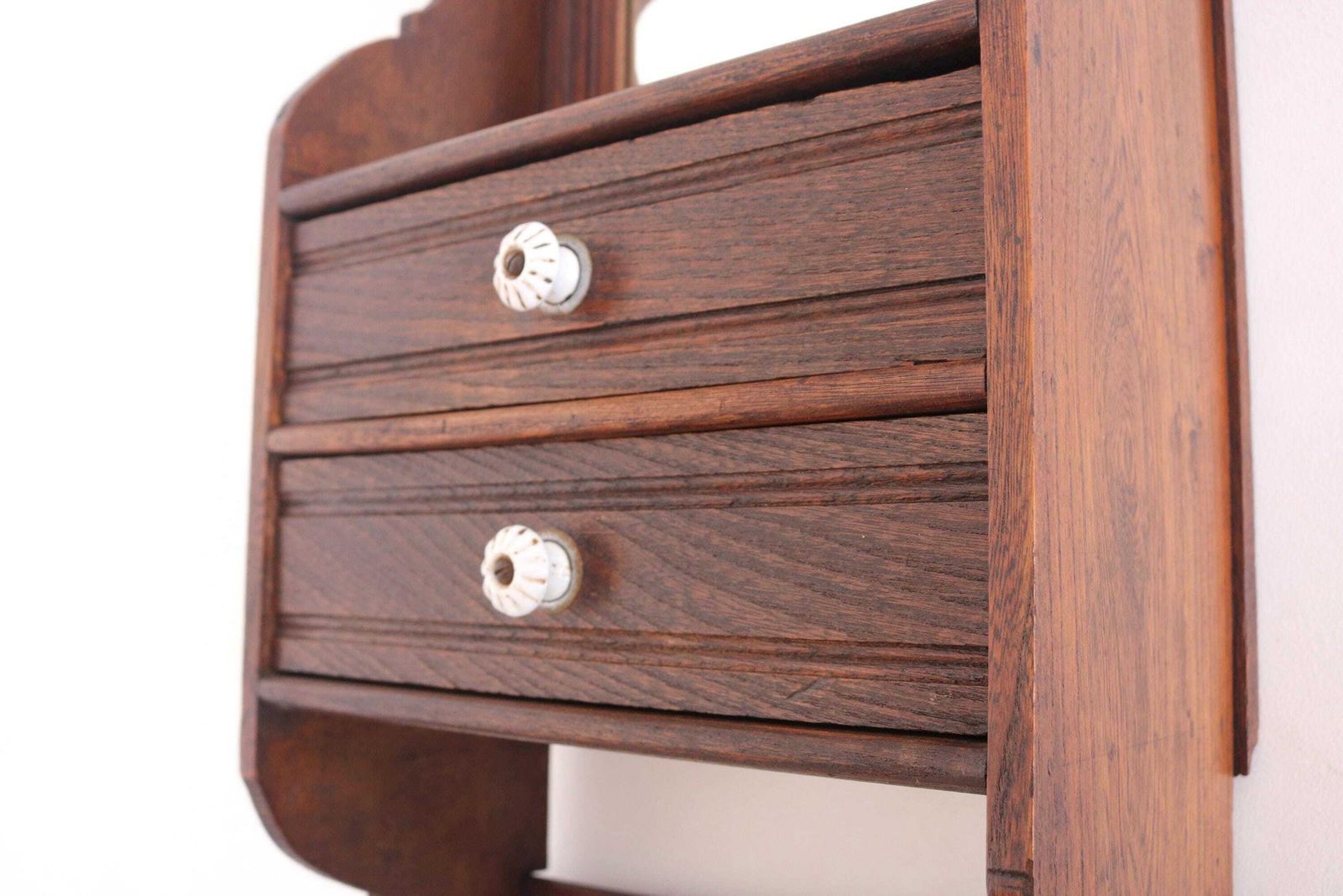 Antieke Eiken Gangspiegels Met Lades & Haken – Wandorganizer Voor De Gang photo 557.0