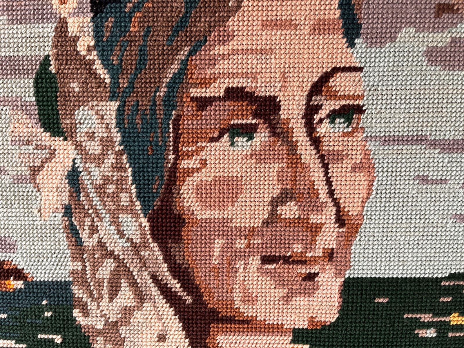Vintage French Tapestry Portrait Of A Breton Woman "La Bigoudene", Framed 1950s Knitted Picture photo buy