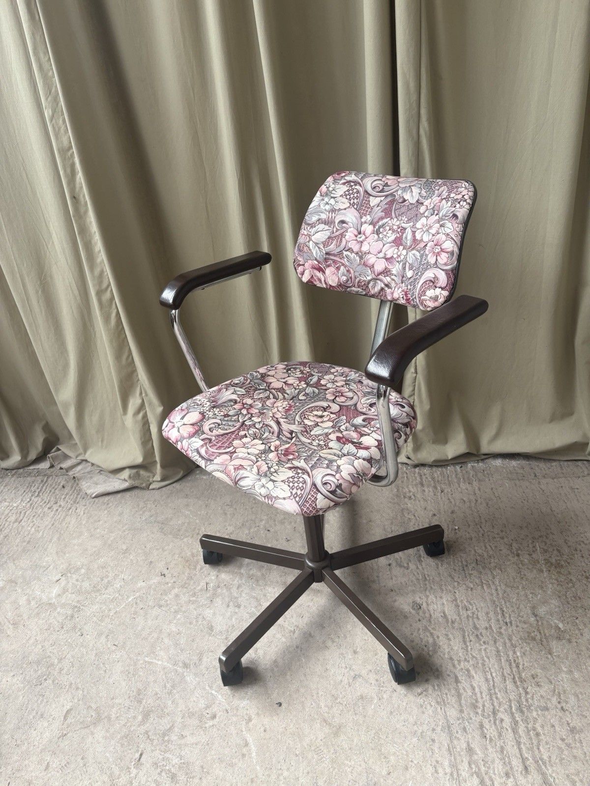 Vtg Mid Century 70s Desk Office Chair Danish Scandi Modernist R1215 photo for sale