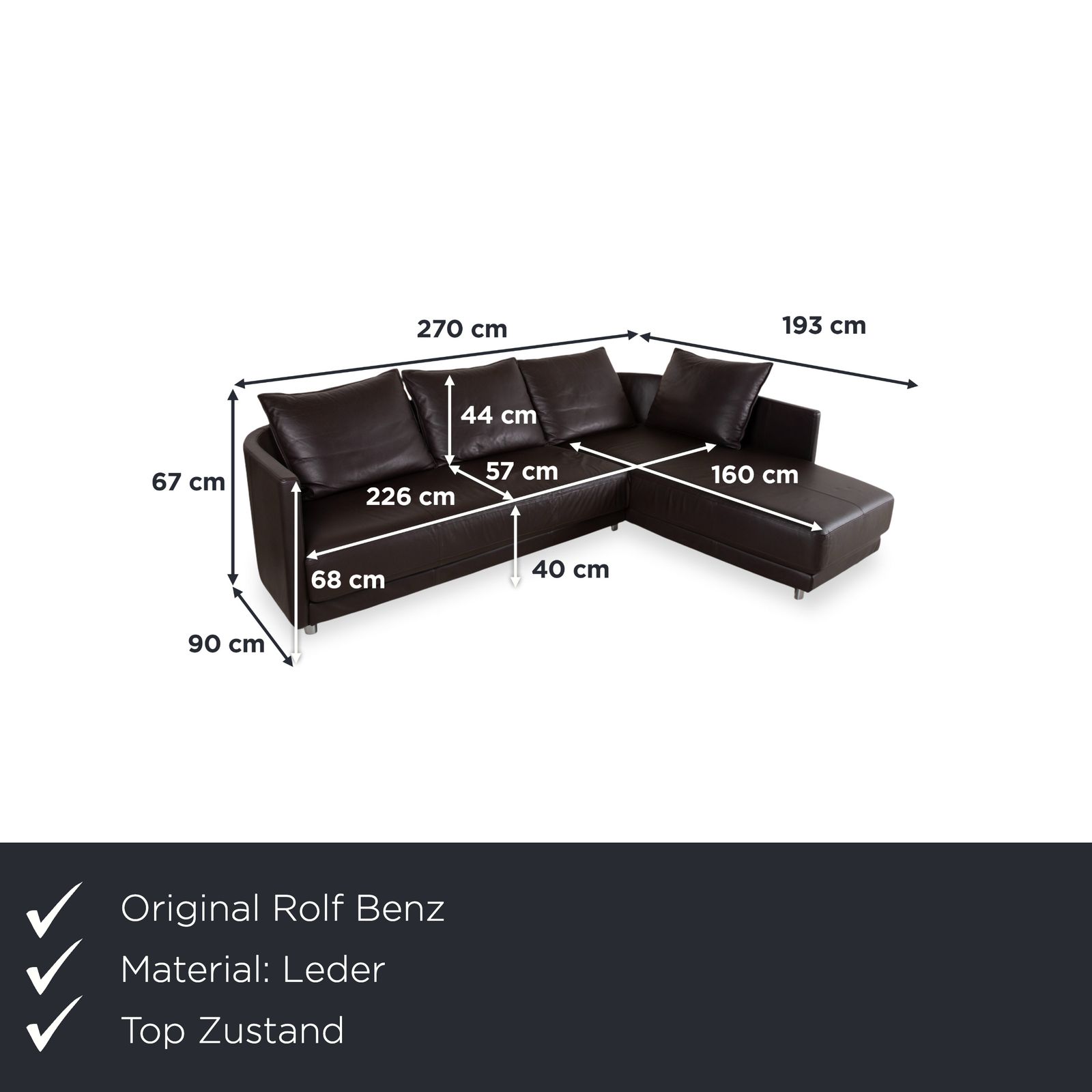 Canapé d'angle Rolf Benz Onda en cuir marron photo furniture
