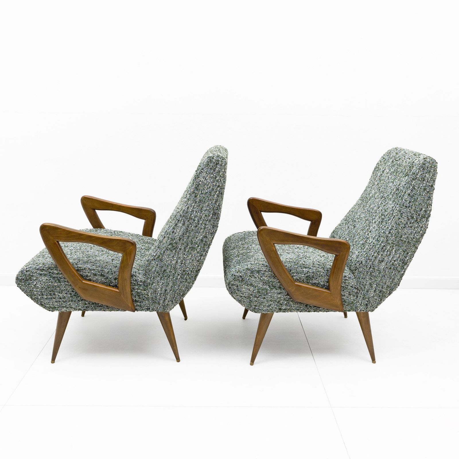 Pair Of Italian Mid Century Modern Armchairs With Sculptural Wooden Arms photo 3898.0