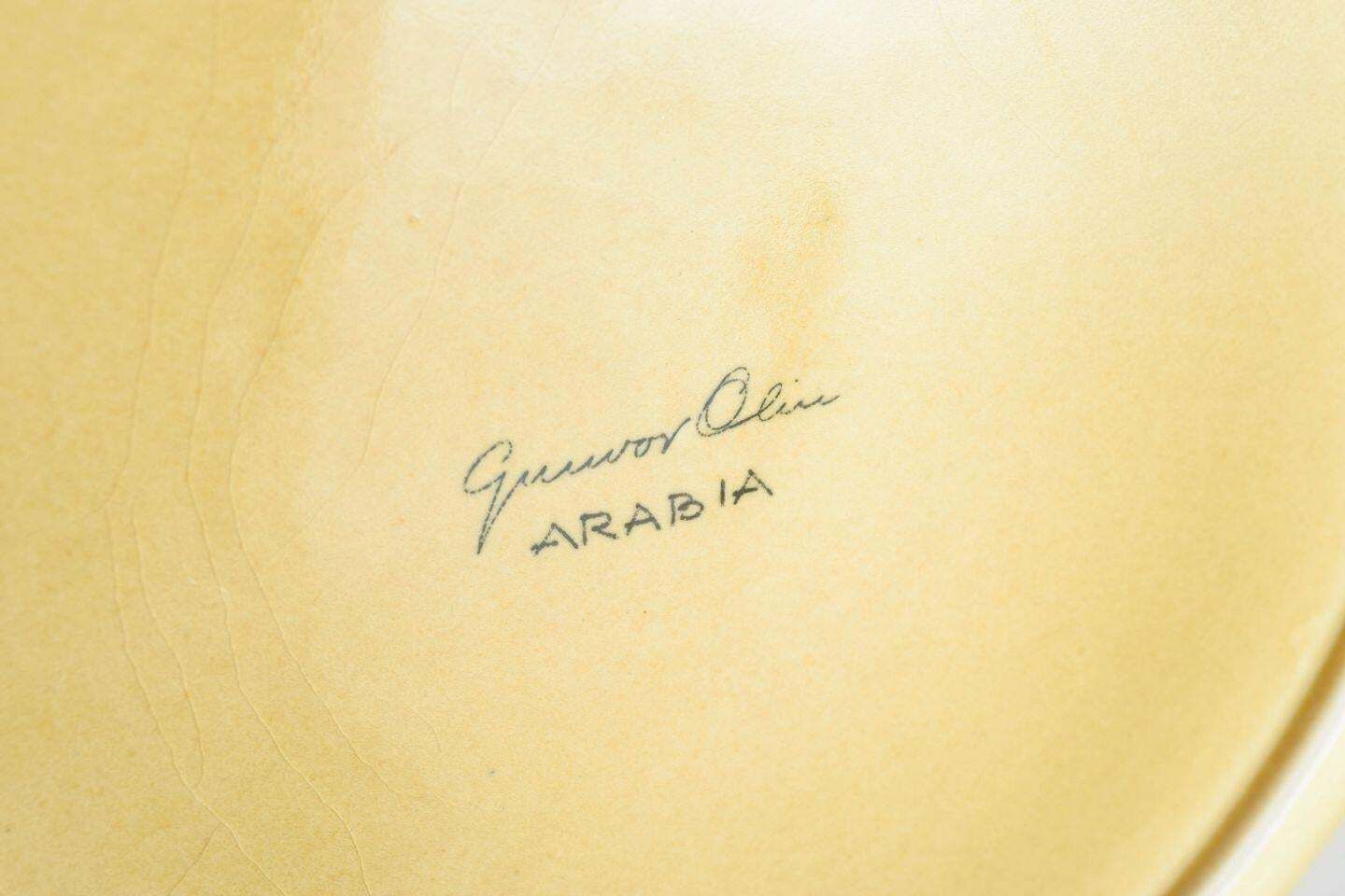 Grand plat en céramique Gunvor Olin Grönqvist pour Arabia, motif de fruits graphique. photo Décoration