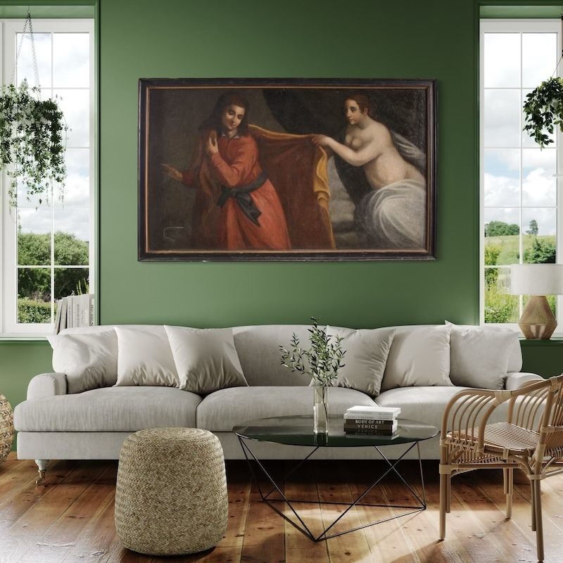 photo for sale Antique Italian Painting, Joseph And Potiphar's Wife, From 17th Century