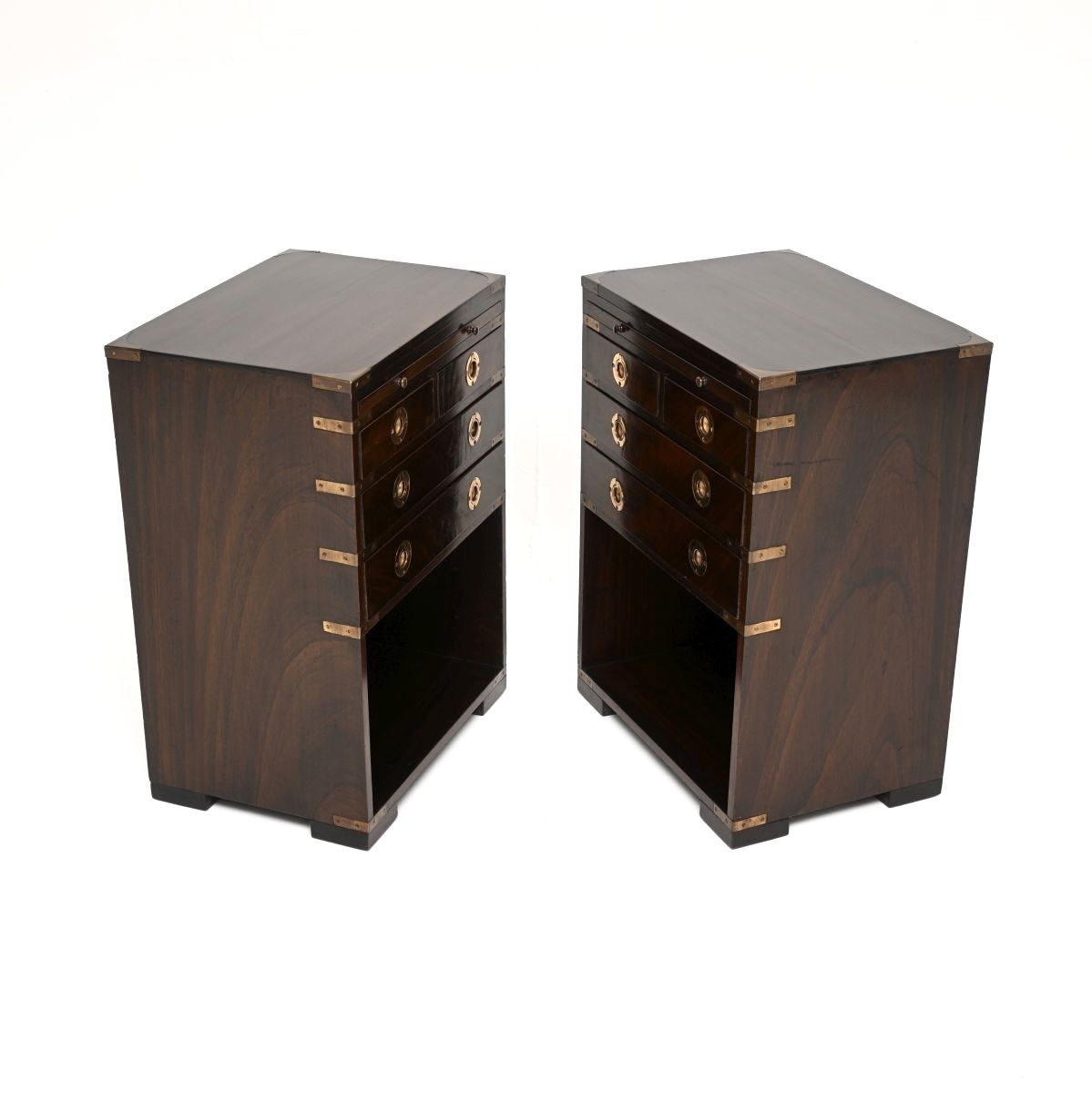 Furniture Pair Of Antique Mahogany Military Campaign Bedside Cabinets / Side Tables photo