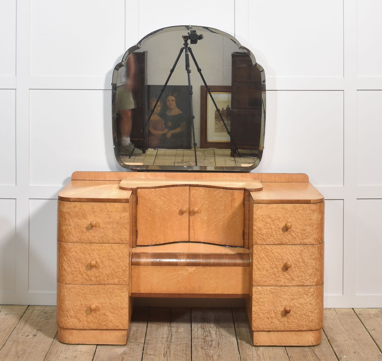 Art Deco Maple Dressing Table With Mirror photo furniture