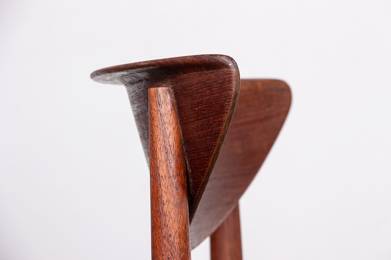 photo buy Ensemble de 6 chaises danoises en teck et jonc de mer, modèle 316, par Peter Hvidt et Orla Mølgaard Nielsen pour Søborg Møbelfabrik.