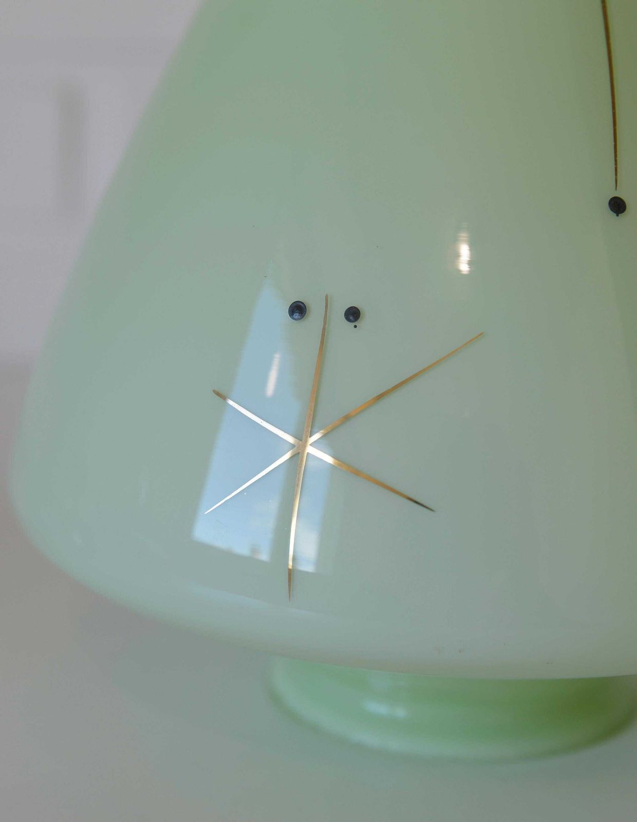 photo vintage Vintage Space Age Mint Green Opaline Glass Pendant Light | Mid Century Modern | Hand Blown Glass | Brass Redesign