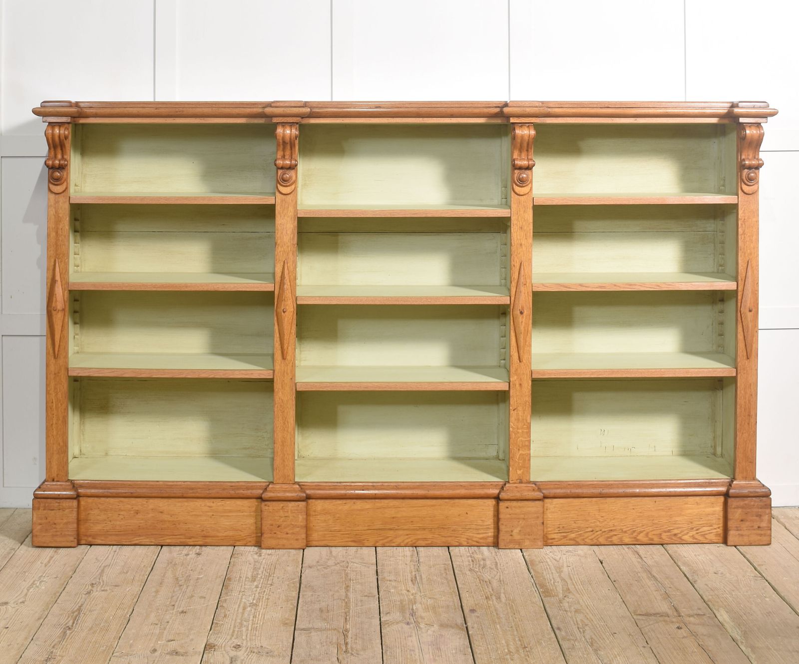 Large 19th Century Oak Open Bookcase photo vintage