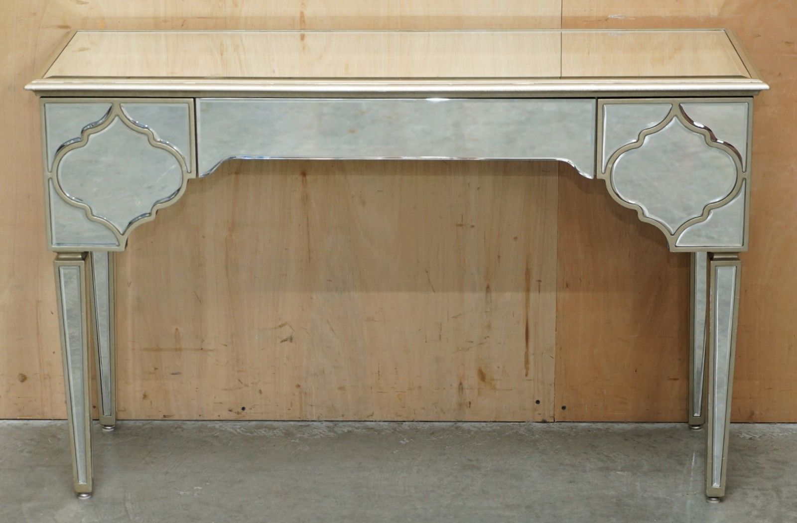 Venetian Glass Mirrored Dressing Table Base With Three Large Drawers Console photo furniture