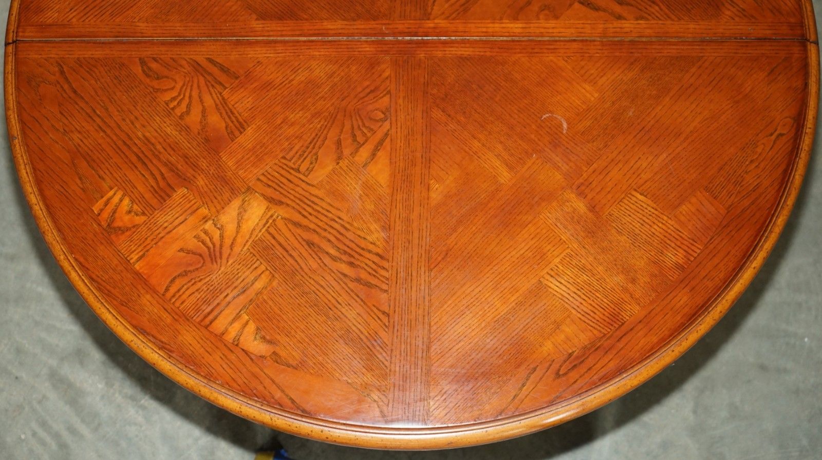 X4 Round Parquetry Topped English Oak And Hardwood Dining Or Occasional Tables photo vintage