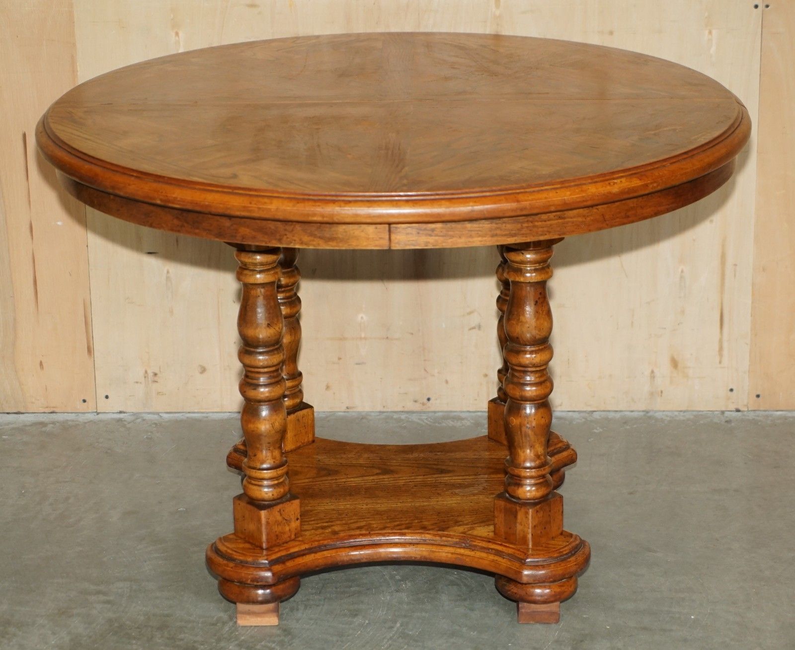 photo furniture X4 Round Parquetry Topped English Oak And Hardwood Dining Or Occasional Tables