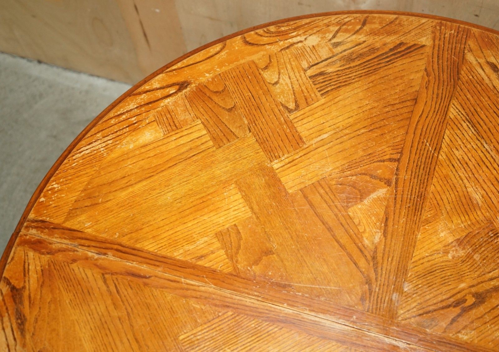 photo buy X4 Round Parquetry Topped English Oak And Hardwood Dining Or Occasional Tables