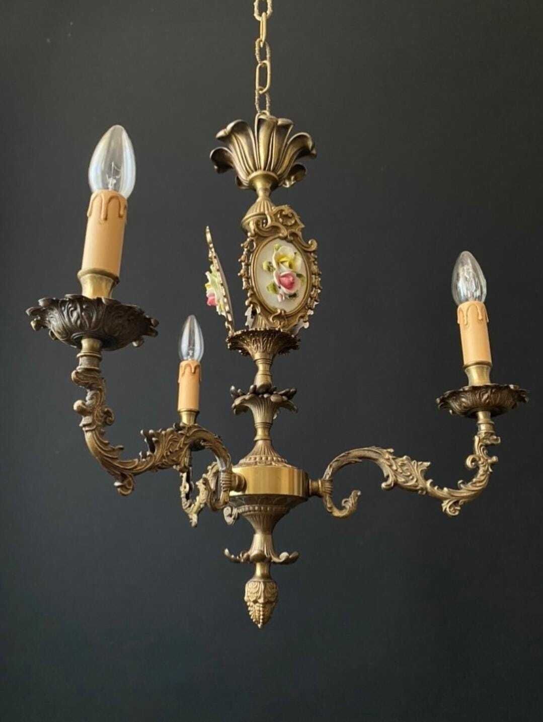 Lustre d'époque à décors en céramique photo Luminaires