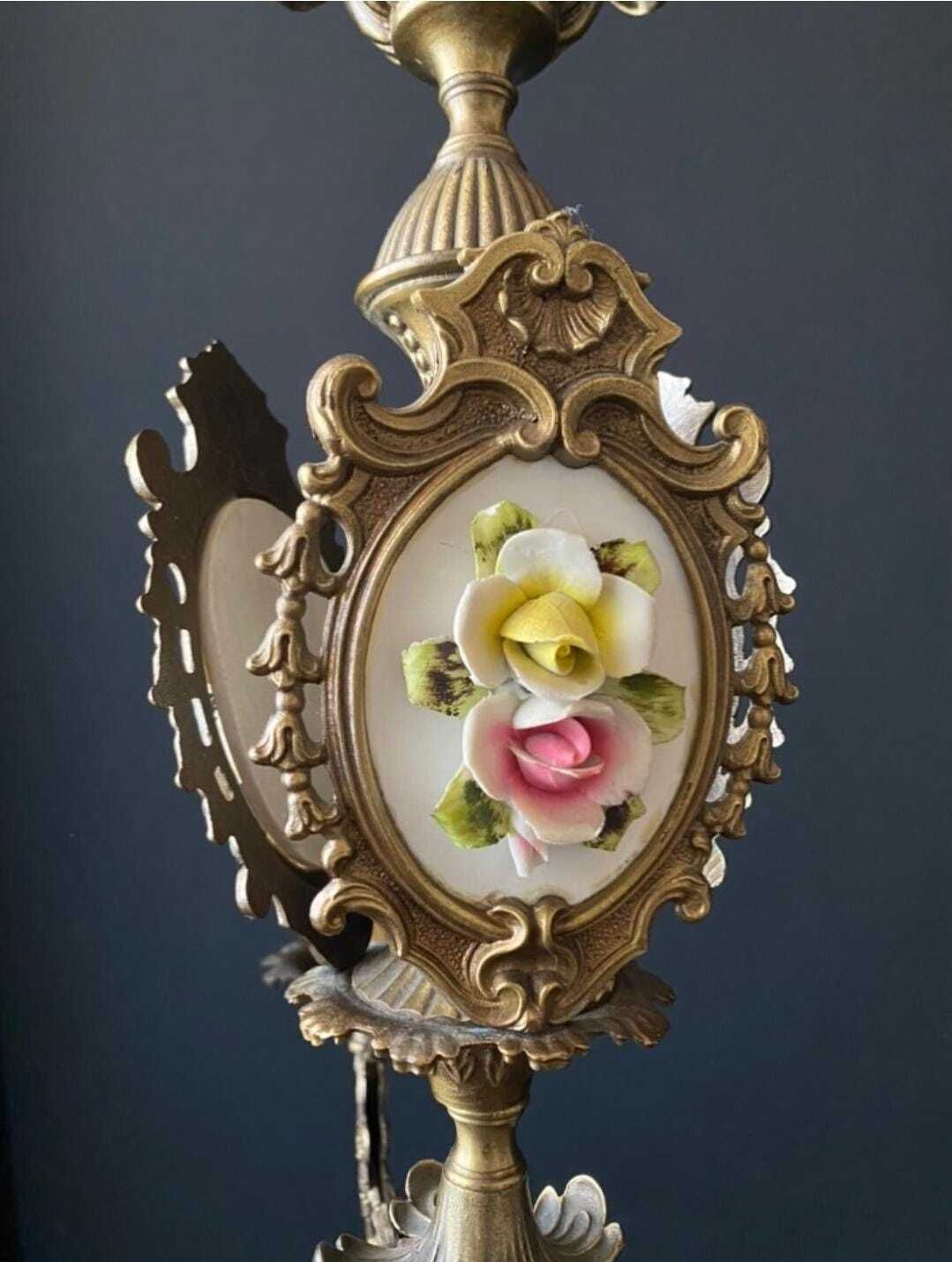 photo vinterior Lustre d'époque à décors en céramique