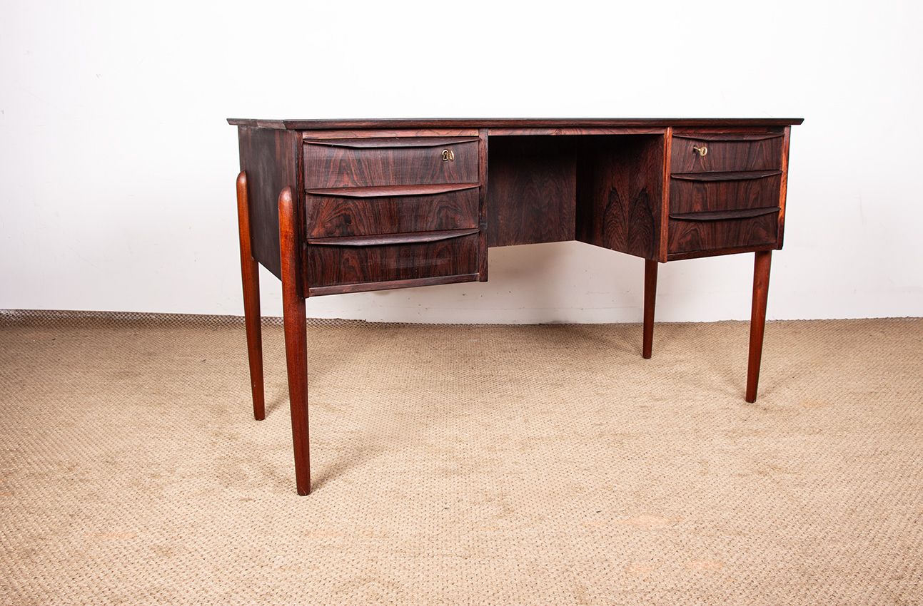 Mobilier Bureau danois en palissandre, pieds en teck, par Johannes Andersen, 1960. photo
