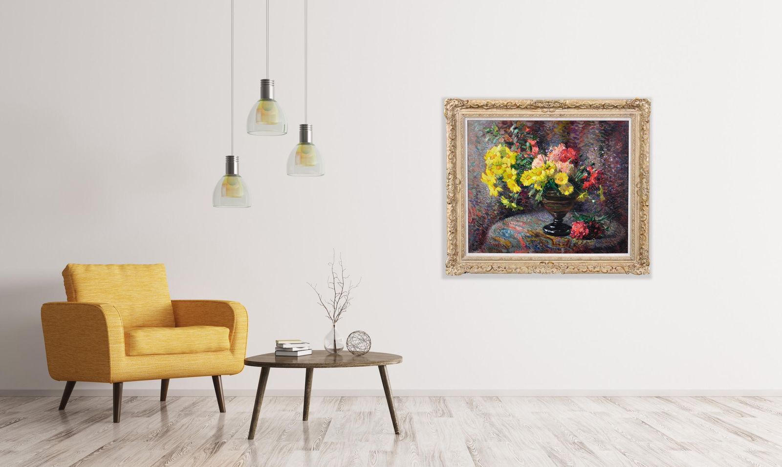 Jean Chaleye, 1878-1960. Français. Nature morte aux œillets et soucis. Huile encadrée, post-impressionnisme pointilliste. photo vinterior