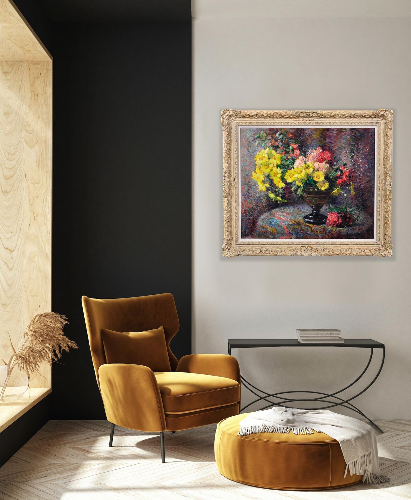 Jean Chaleye 1878 To 1960. French. Still Life Of Carnations & Marigolds. Framed Post Impressionistic Pointillism Oil Painting. photo buy