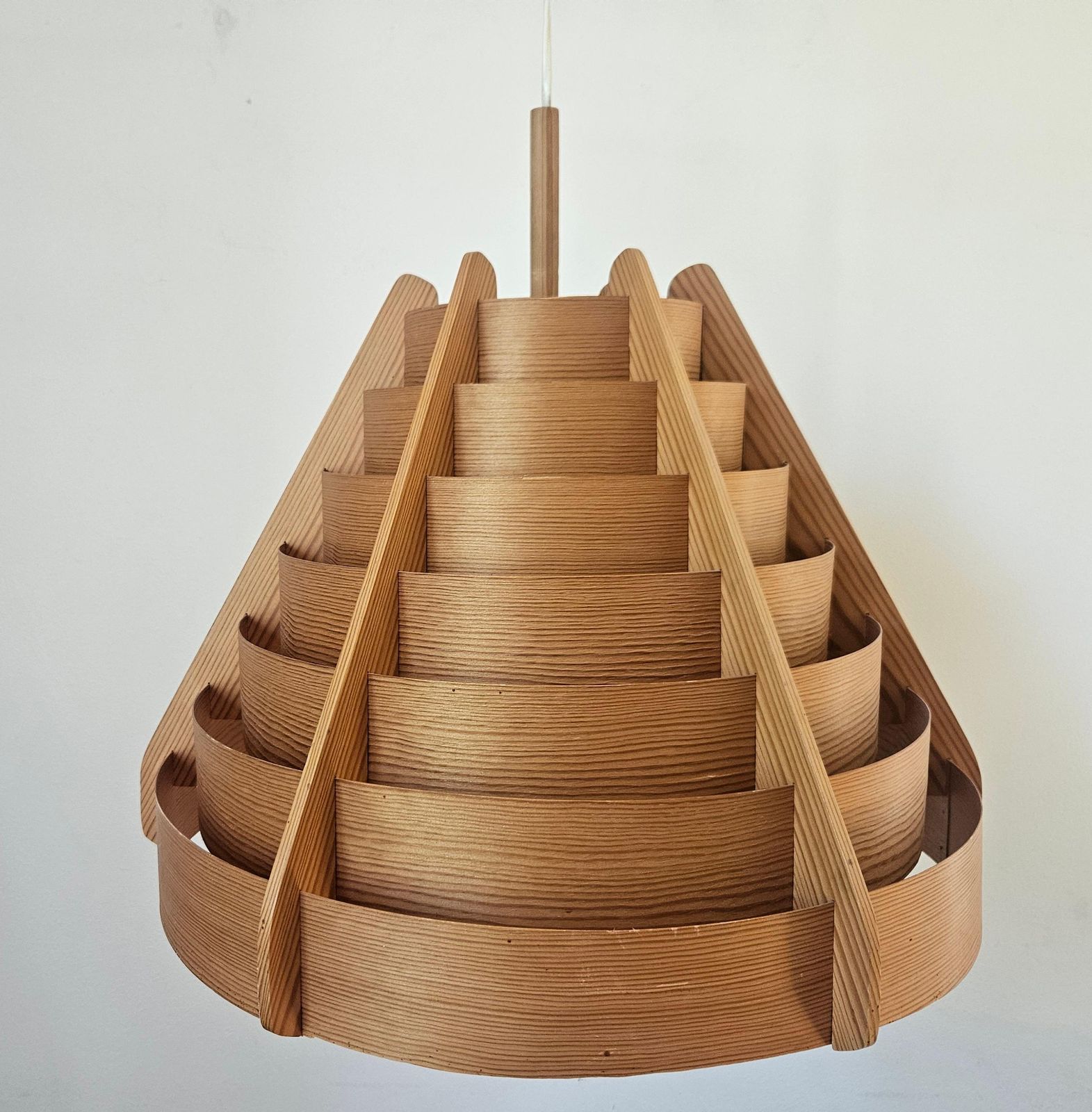 Zeldzame grote houten hanglamp, Mid-Century, Hans Agne Jakobsson, Zweden, jaren 1960 photo furniture