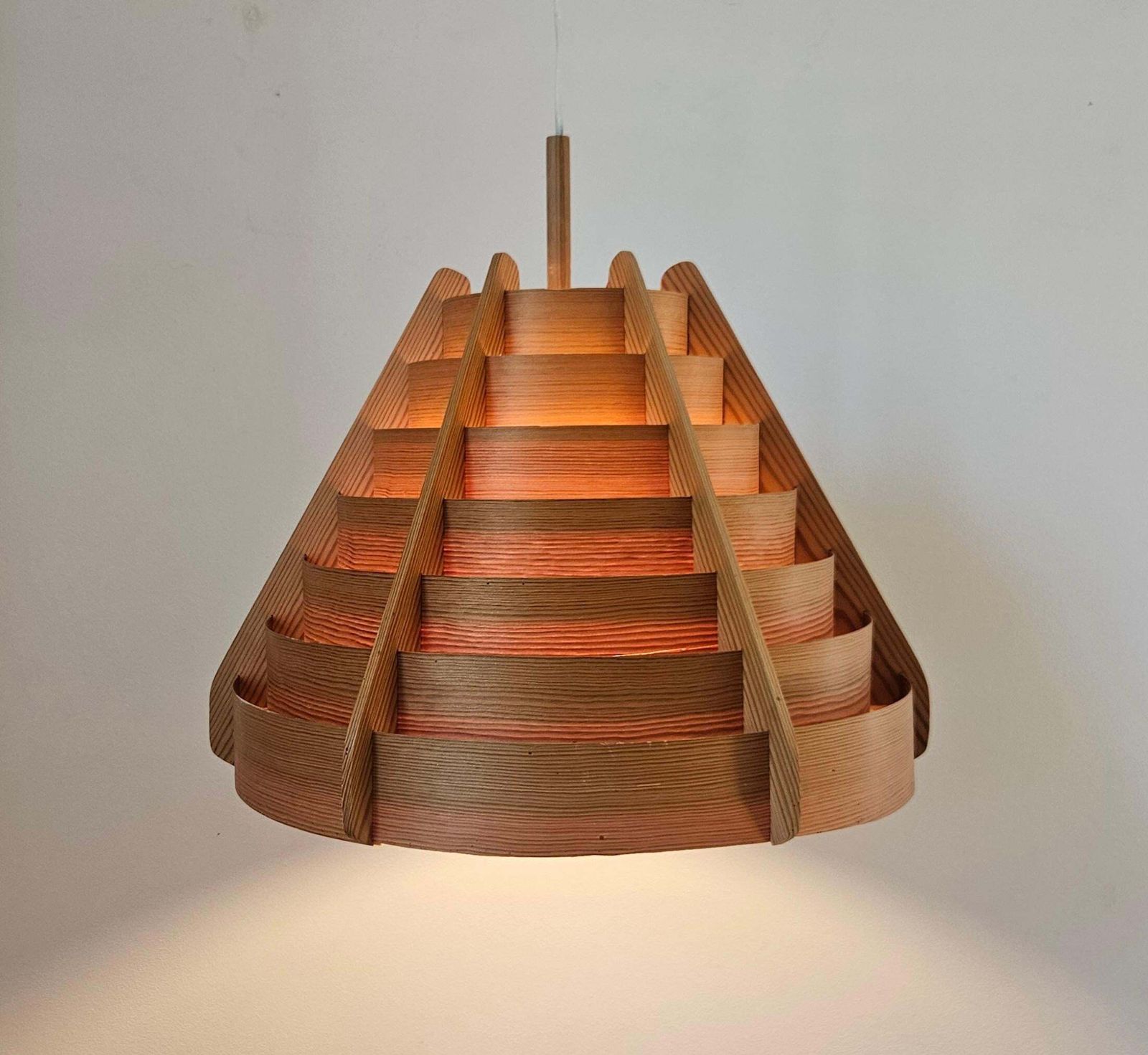 1458.0 Rare Midcentury Large Wooden Pendant, Hans Agne Jakobsson, Sweden, 1960s photo