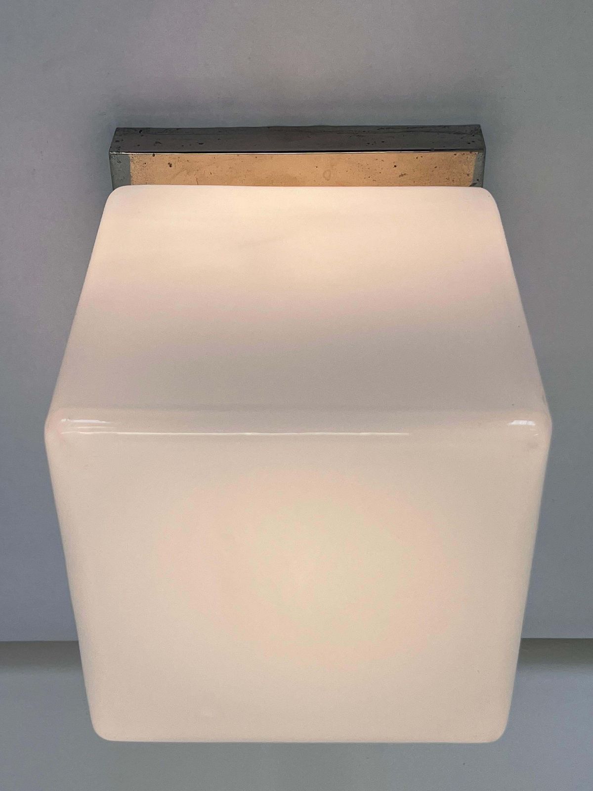 Design chromen en glazen Bauhaus plafondlamp / plafonnière, jaren 1930 photo 598.0