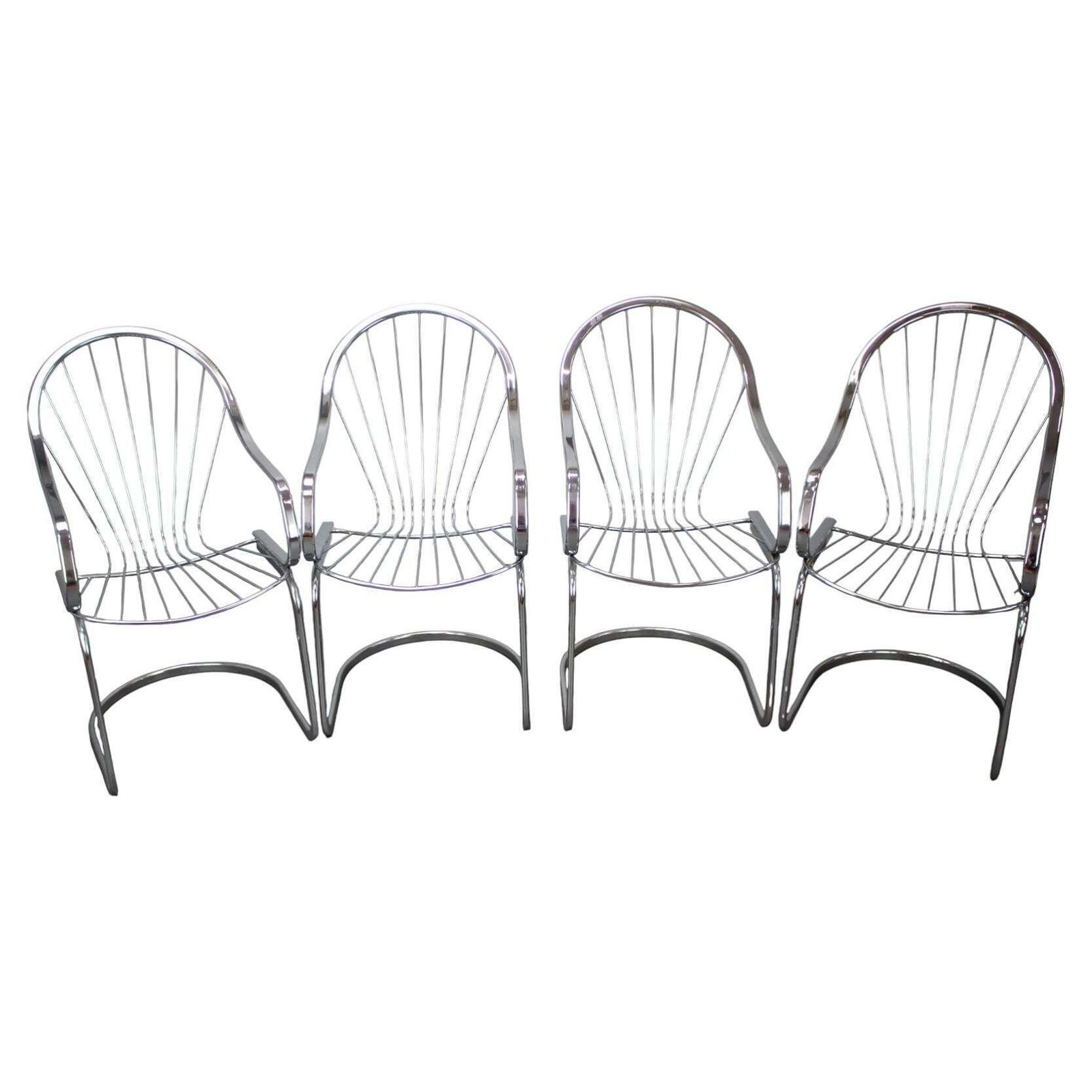 Set van vier chromen eetkamerstoelen, toegeschreven aan Gastone Rinaldi voor Rima, Italië, ca. jaren 1970