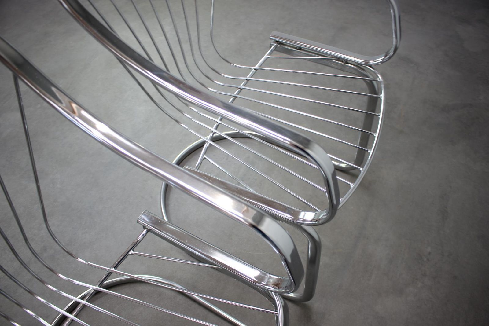 Set Of Four Chrome Dining Chairs By Gastone Rinaldi For Rima, Italy, Circa 1970s photo buy