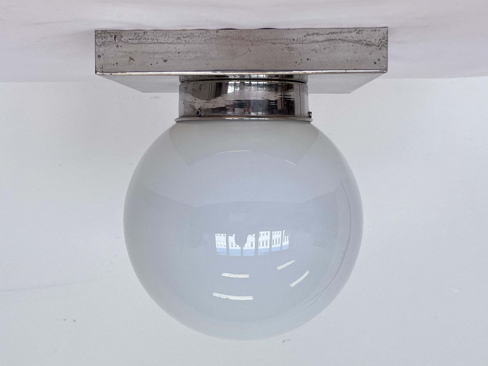 Paar Design Chroom en Glas Bauhaus Plafondlampen / Plafonnières, jaren 1930 photo 929.0
