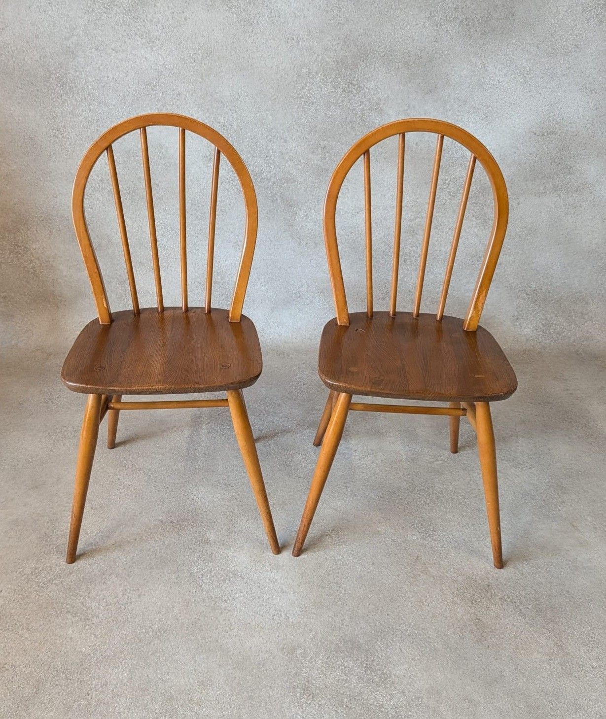 Set Of 4 Mid Century Ercol Hoop Back Dining Chairs  Blue Label photo Furniture