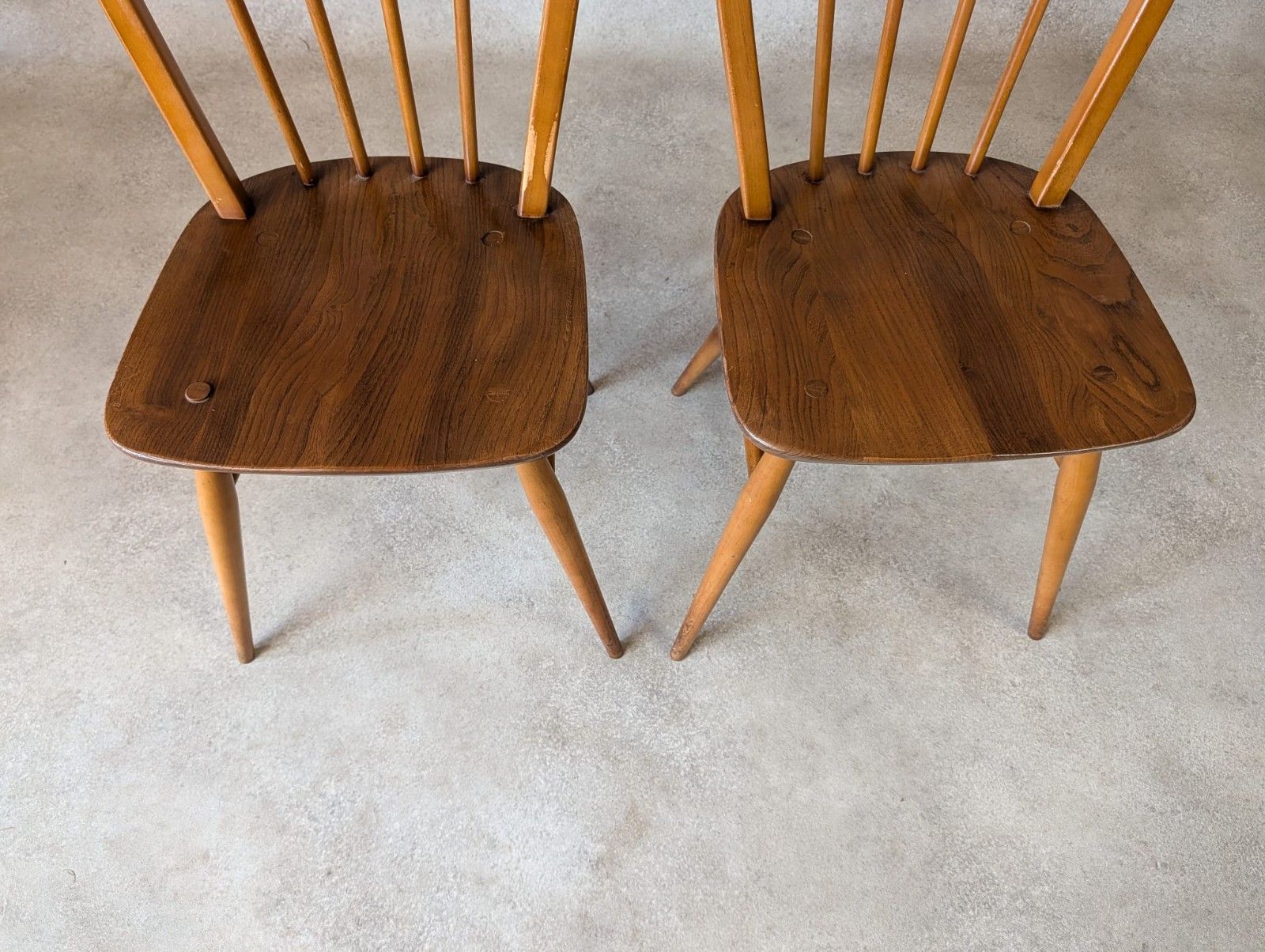 425.0 Set Of 4 Mid Century Ercol Hoop Back Dining Chairs  Blue Label photo