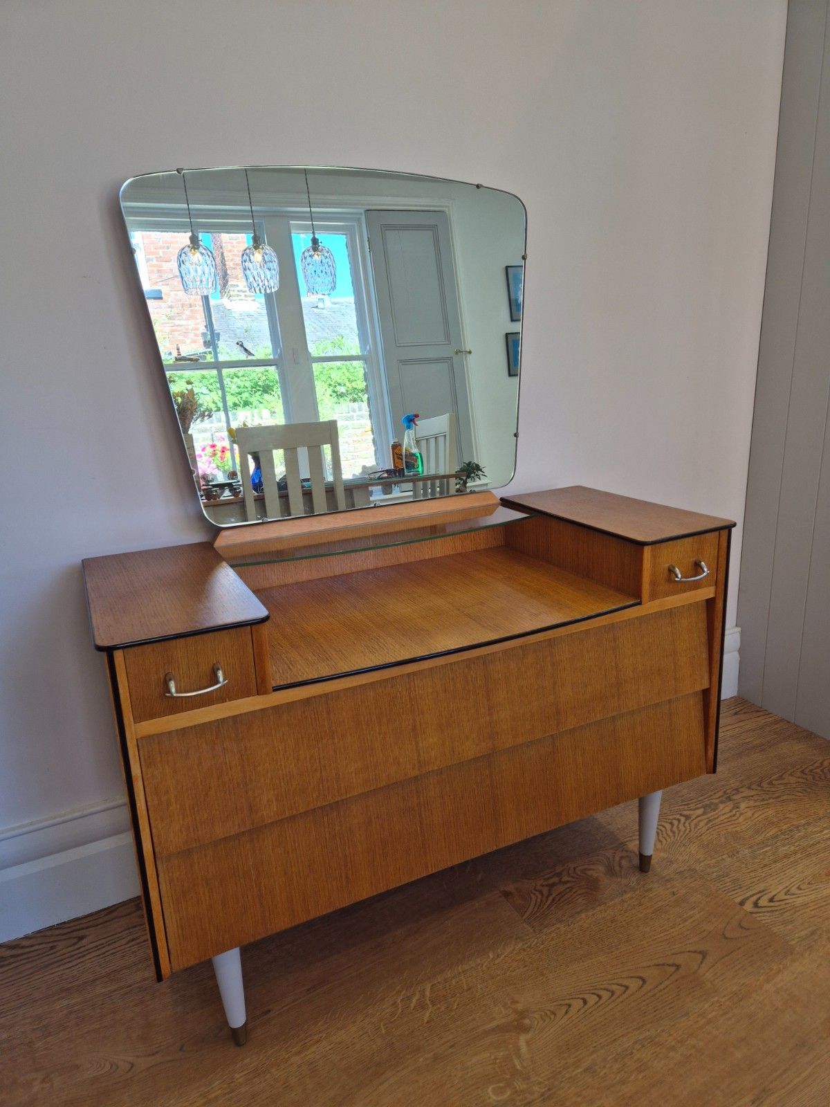 Avalon Yatton Mid Century Teak Dressing Table & Mirror Fully Restored photo for sale