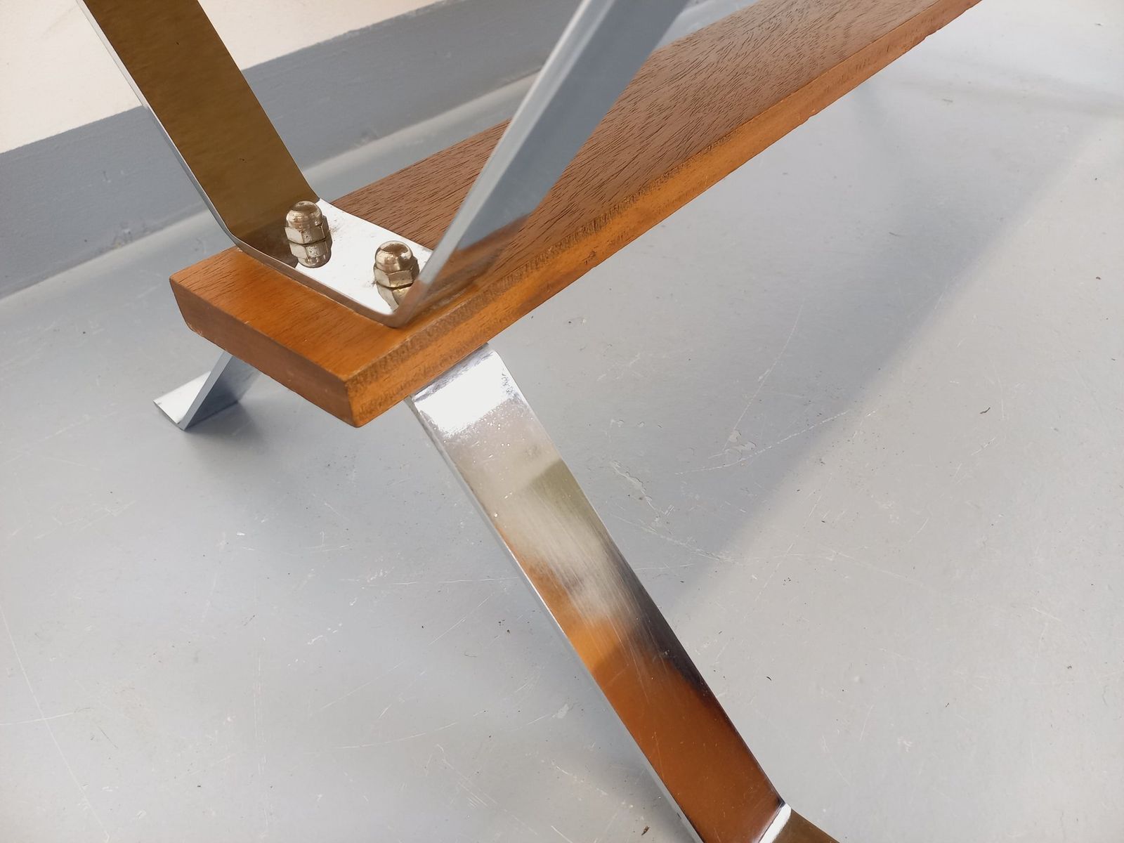 Coffee Table In Ceramic, Chrome Plated Metal And Wood photo vinterior