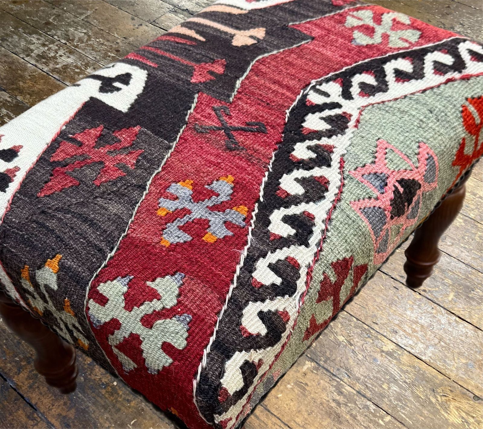 Kilim Covered Stool 0.53m X 0.37m X H0.37m photo furniture