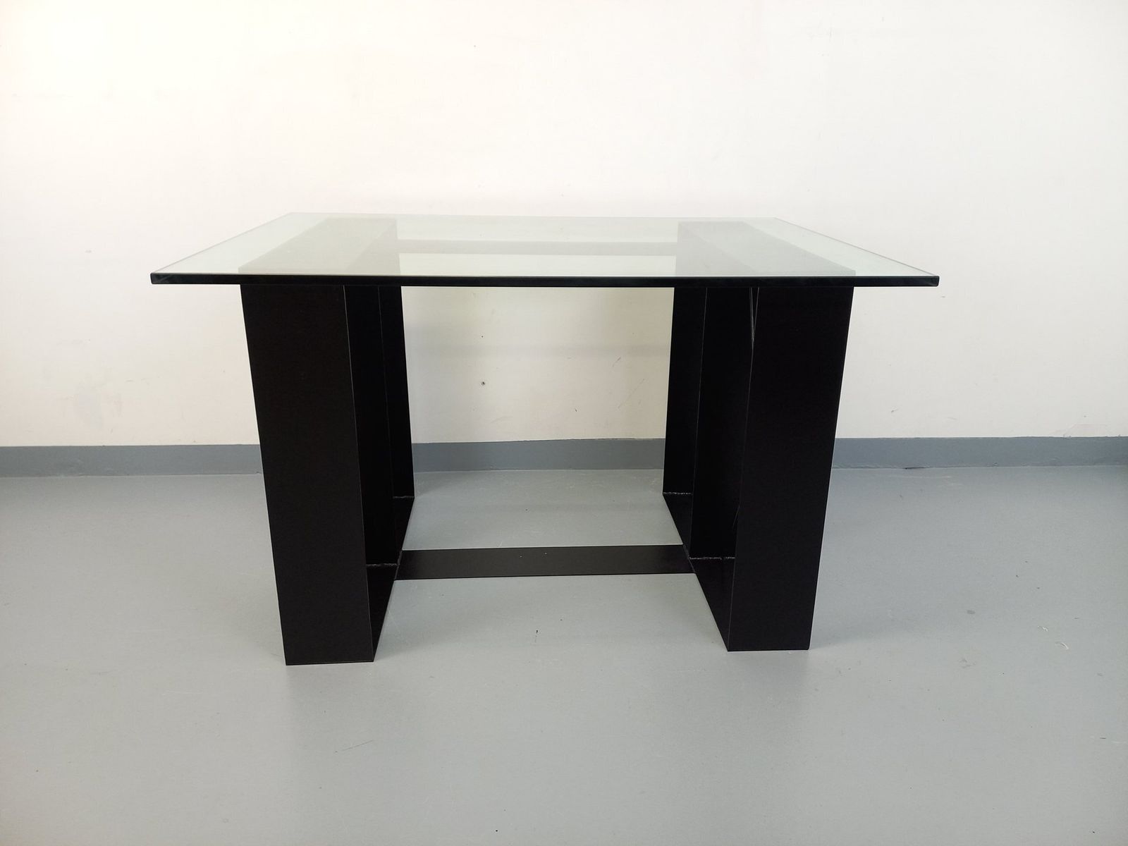 Rectangular High Table In Glass And Black Metal photo Furniture