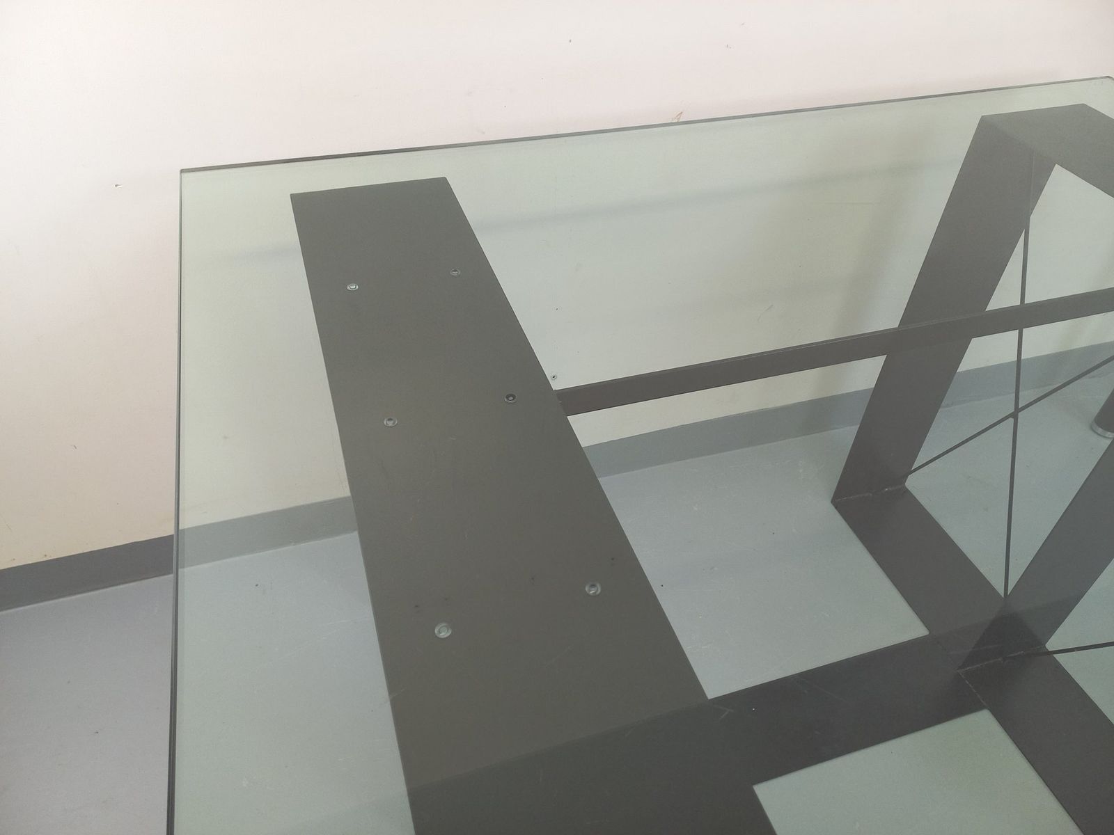 Rectangular High Table In Glass And Black Metal photo buy