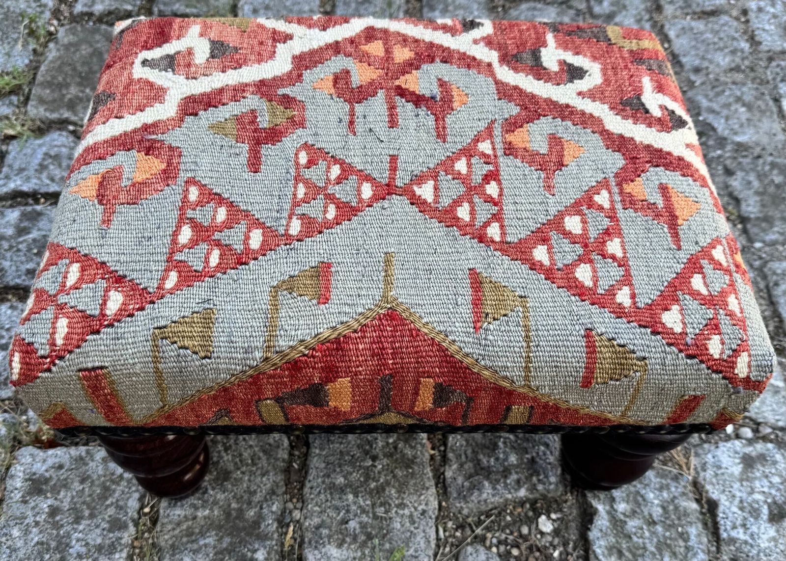 Kilim Covered Stool 0.42m X 0.31m X H0.25m photo for sale