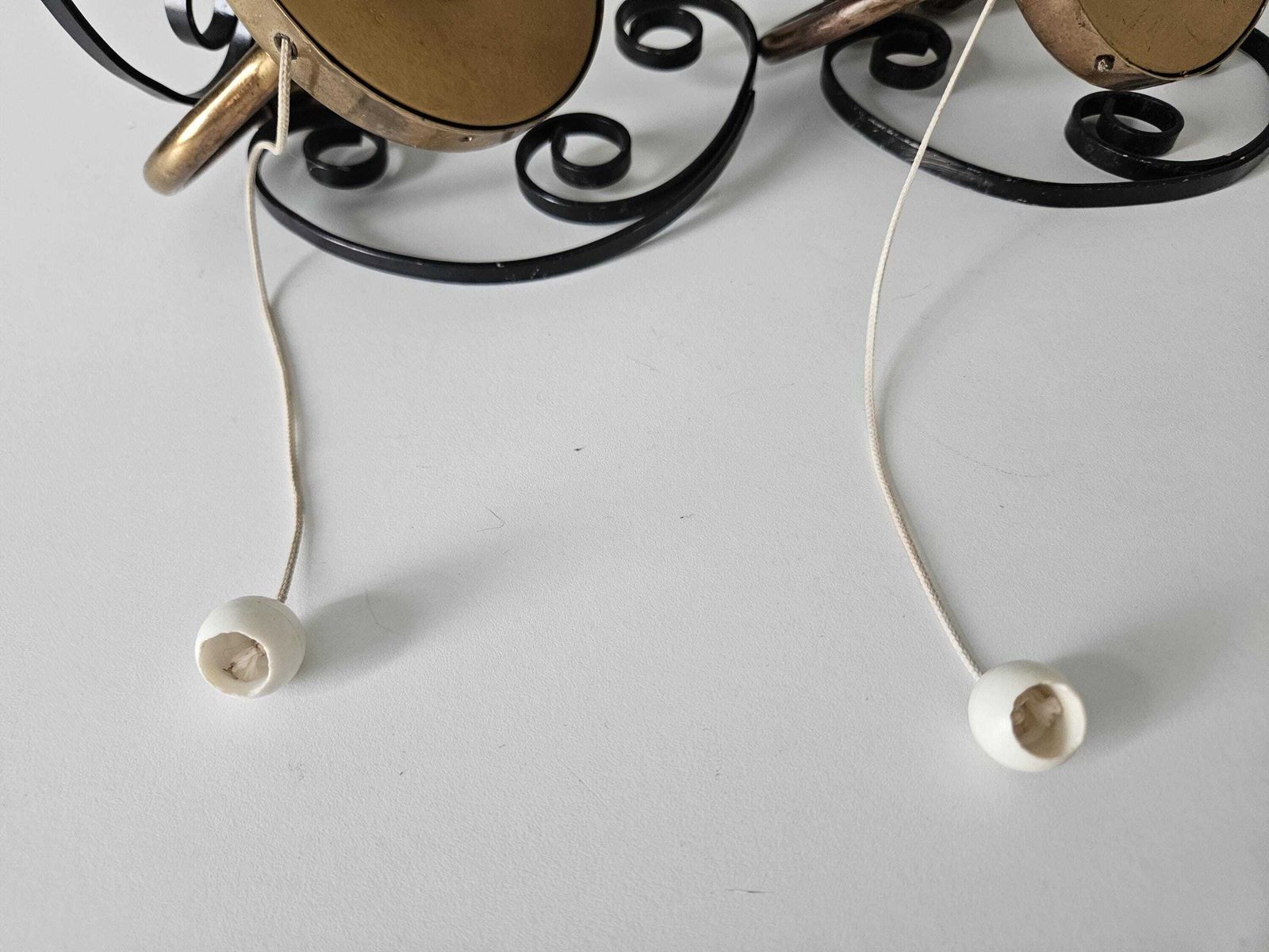 photo for sale Pair Of Vintage Wall Lights | Brass &Black | Uk B22 Bayonet Fitting + Uk Plugs | Pull Cord Switch | Mid Century Sconces | Read The Condition