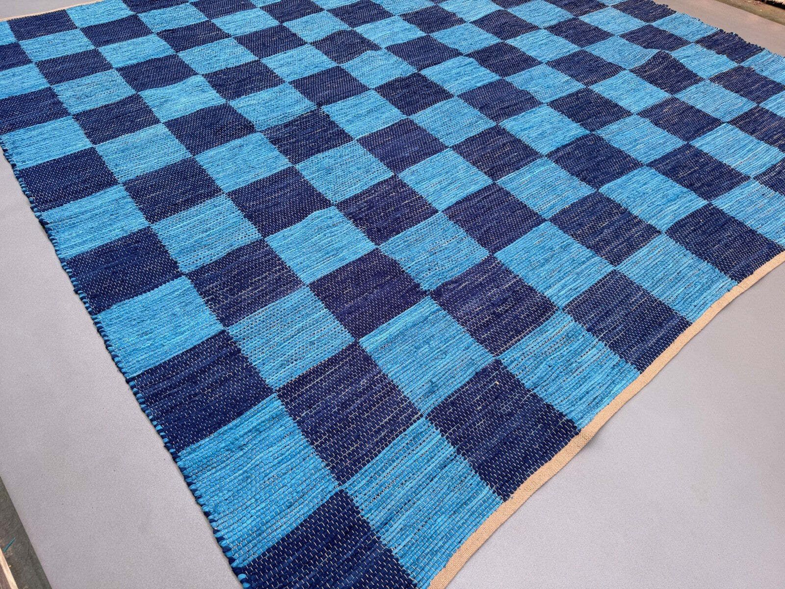 Vintage Swedish Style 315x330 Cm Square, Checkerboard Chindi Rug, Schackruta photo for sale