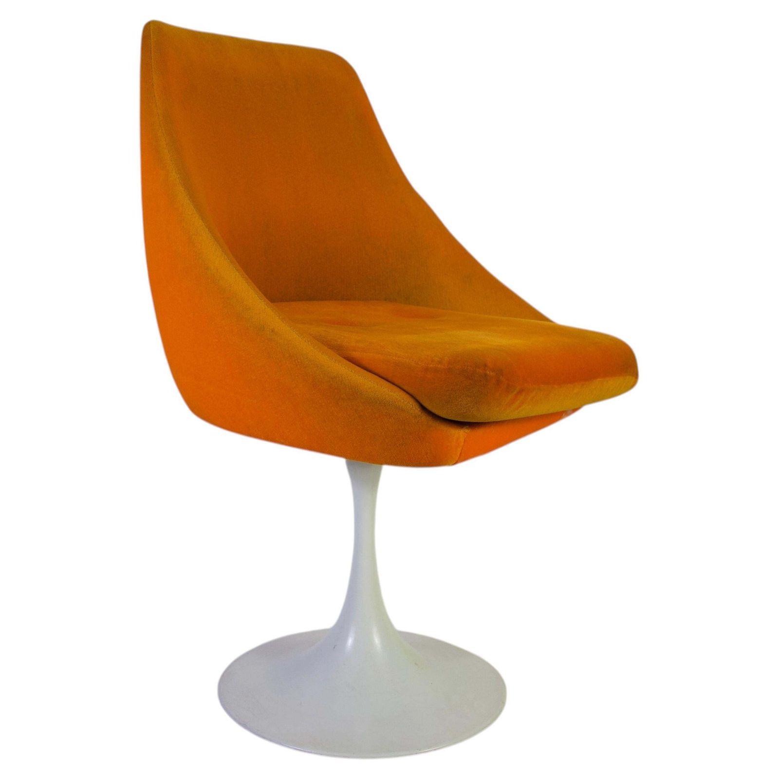 1 van 4 oranje tulpfauteuils in de stijl van Knoll, jaren 1970